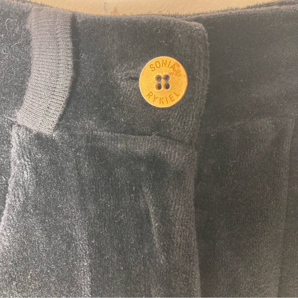 Sonia Rykiel Paris Black Velvet High rise Pants w/ Pockets est. size 2 - Picture 4 of 7